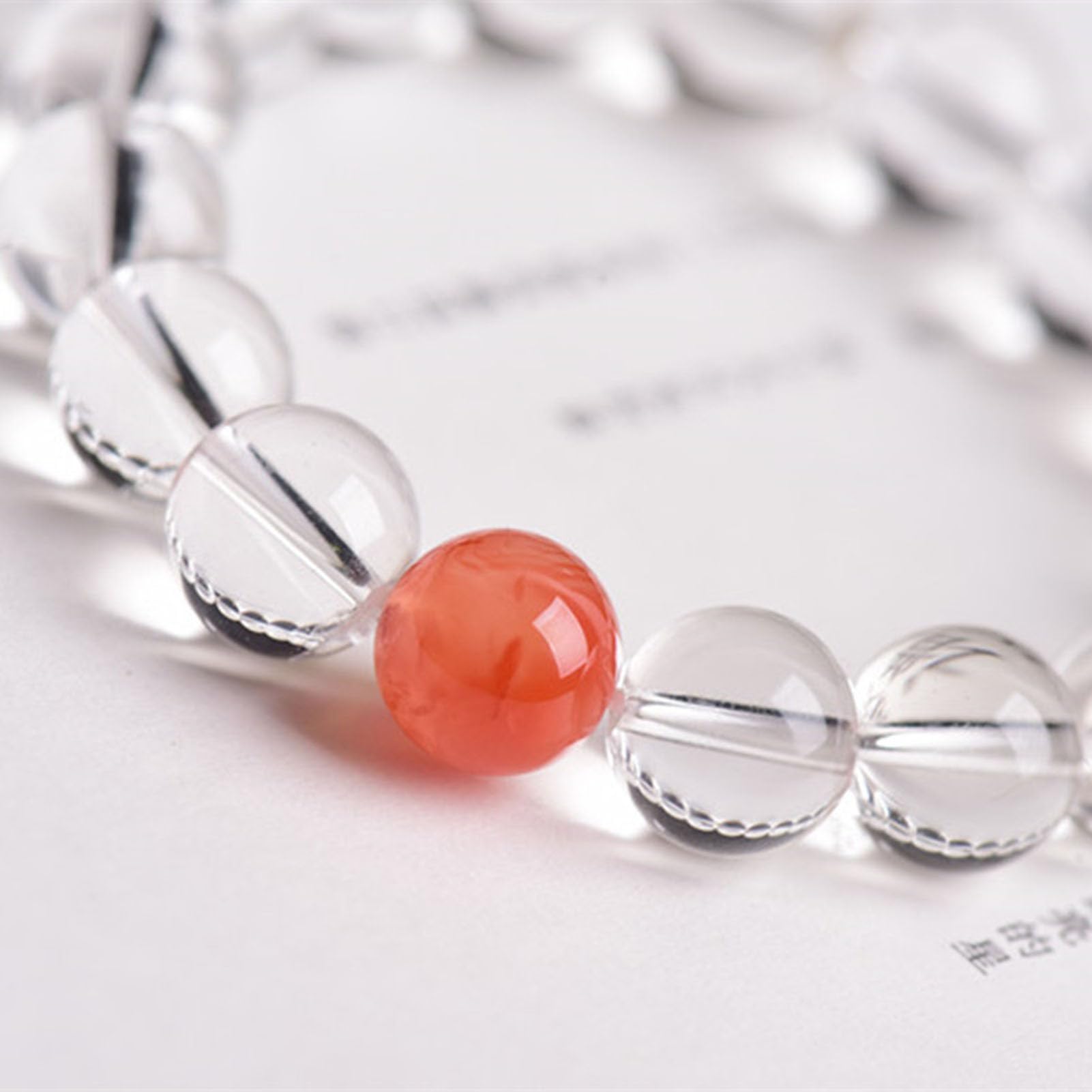 Bracciale al Quarzo Trasparente, Braccialetto di Cristallo curativo Naturale per Donne e Uomini, Braccialetto con Perline Rotonde, Braccialetto con Perline Pietre Scintillante,6MM