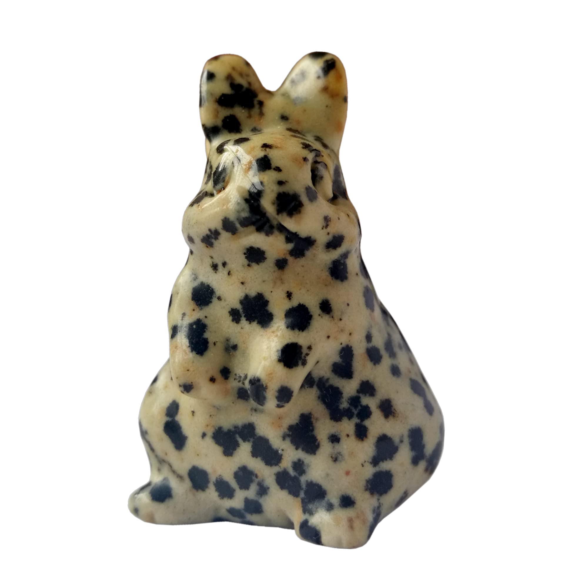 Manekieko Natural Speckle Hand Carved Rabbit Statue,38mm Crystals and Healing Stones Animal Figurines Gemstone