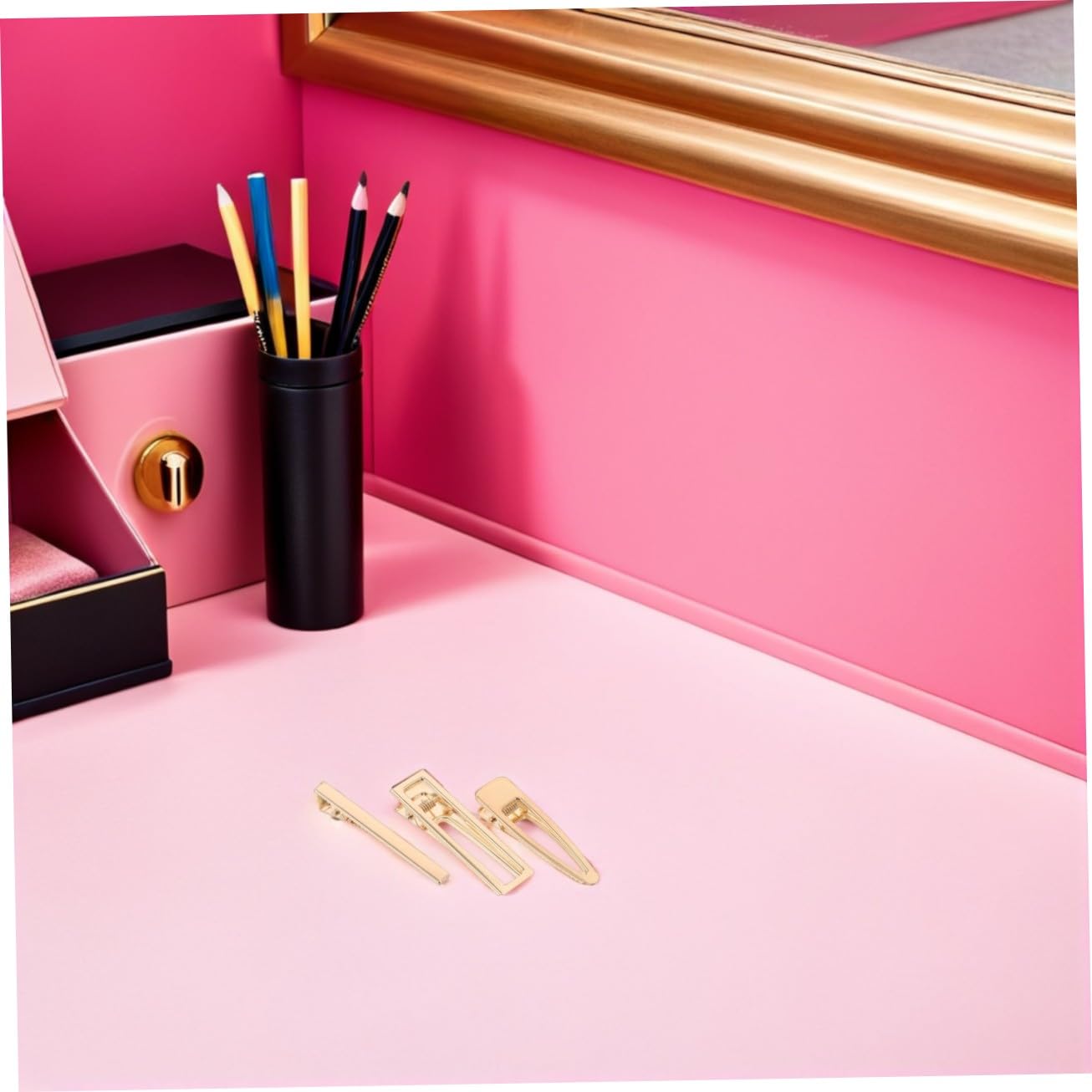WOONEKY 60 Piezas Clips de Pelo Metálicos Hollow DIY para Mujeres y Niñas Clips de Estilo Antideslizantes Pinzas Diseño Cuadrado para Manualidades y Peinados