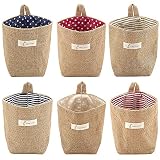 Lifreer petits paniers de rangement pliables en coton et lin avec poignée pour jouets, maquillage, clés, petits objets
