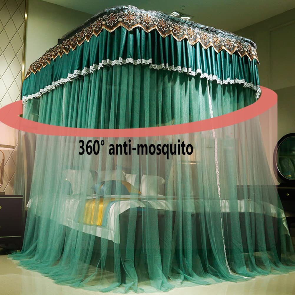 Luxuriöser Doppelbetthimmel Moskitonetz Bettvorhang im europäischen Stil mit Halterung für alle Jahreszeiten, elegante Schlafzimmer-Dekoration (Farbe: A, Größe: 180 x 220 cm)