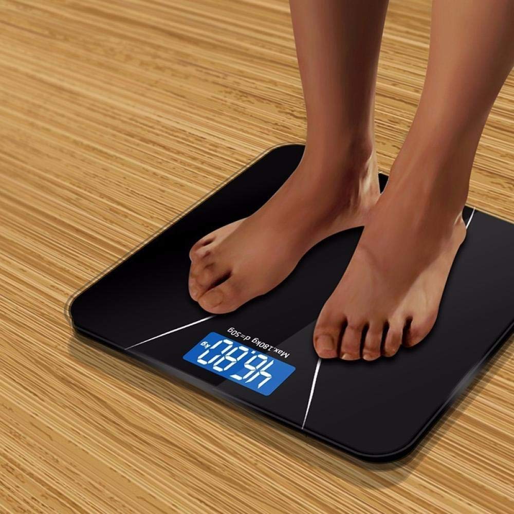 Waga łazienkowa, waga elektroniczna Body Smart Digital Home Balance, szkło hartowane, wyświetlacz LCD, 180 kg, waga czarna(