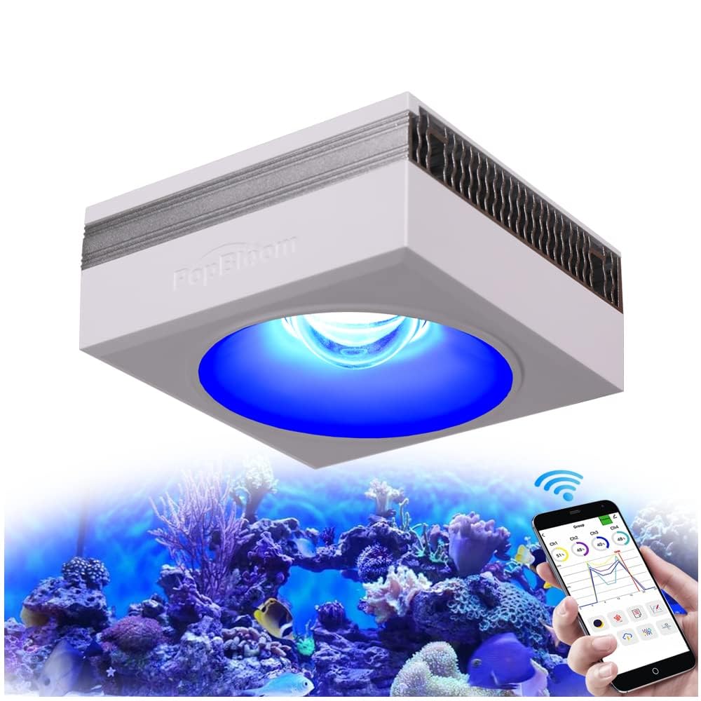 PopBloom RL90 WiFi Rampe LED Aquarium Eau de Mer 100W, APP Programme Marine Éclairage à Spectre Complet pour Aquarium de Corail, L'APP prend en charge le français