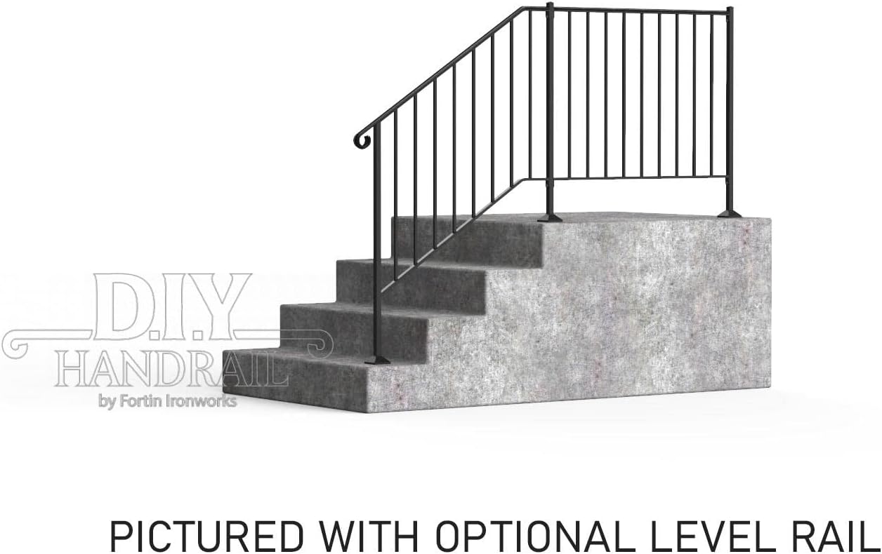 Fortin Ironworks Wrought Iron DIY Handrail - Newel #3 with Brick or Paver Fastener Kit