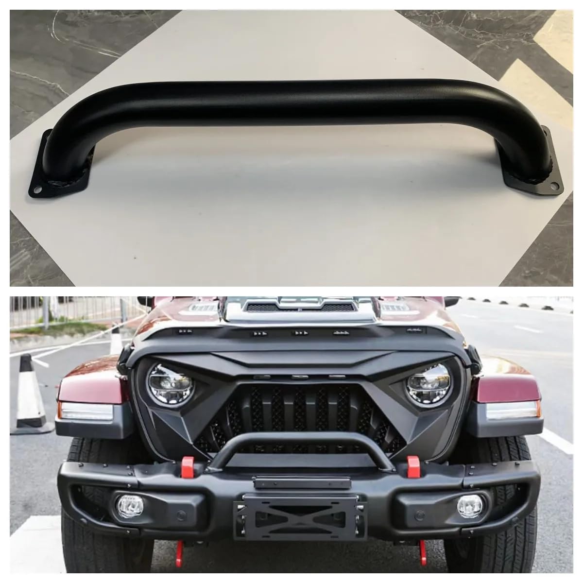 Pare-buffle 10e anniversaire N Tube pour Jeep Wrangler JL (2018-2023) - Pare-chocs avant en acier inoxydable robuste, garde et protection tout-terrain noire (modèle JL1049-2N)