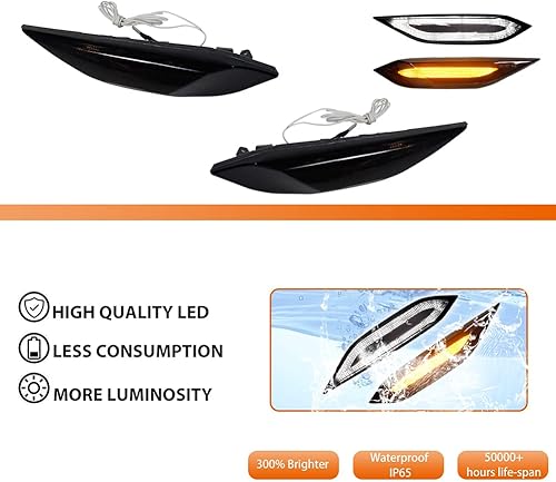 Miniatura 2 de ADIIL Kit de luz de marcador lateral frontal LED ámbar blanco ahumado, compatible con Porsche 958 Cayenne 2011-2014, intermitente ámbar y lámparas