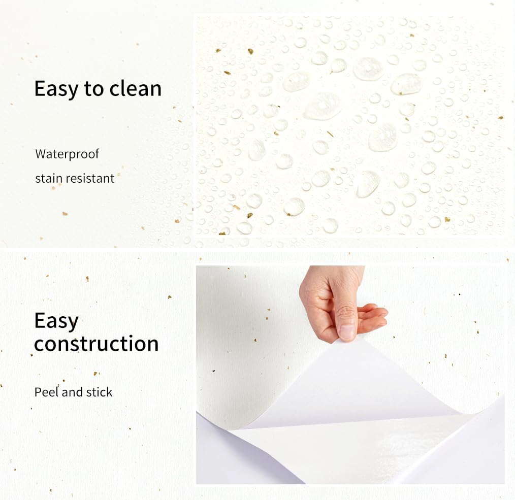 Matte White Grasscloth Textured Wallpaper Natural&Neutral&Handmade Style Thick Peel and Stick Removable for Bedroom,Office,Cabinet(16.5”x236.2”)(Herbaceous Coffee&Silver Powder) M12