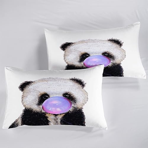 Miniatura 6 de CVHOUSE Juego de ropa de cama Panda  Edredón de panda individual y 2 fundas de almohada  Lindo juego de edredón Kawaii para niñas, niños y