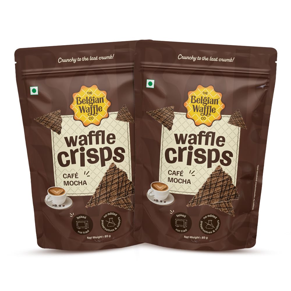 The Belgian Waffle Co. Cafe Mocha Waffle Crisps | Thin & Crunchy Baked Snack | Crispy Chocolate Coffee Flavored Wafers | 85g Each. (85g Pack of 2)-image-38