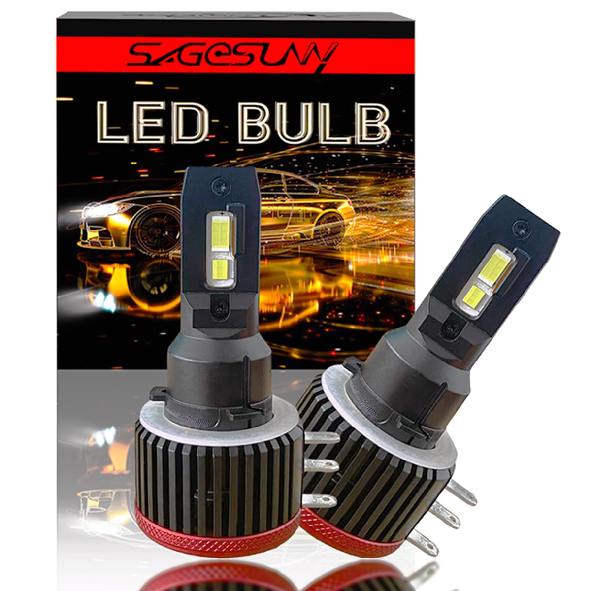 SageSunny Lampadina LED H15, bianco 6000K, 24.000 lumen, luce diurna abbagliante più luminosa del 700% per Golf MK6 MK7 Touareg GTI (confezione da 2, garanzia di 18 mesi)