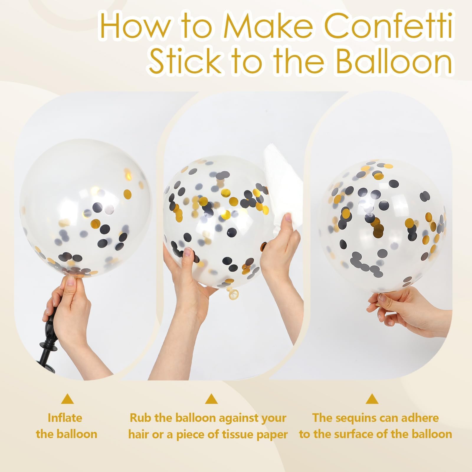 Palloncini coriandoli neri e oro da 30,5 cm, in lattice, 50 pezzi, per matrimoni, lauree, feste di compleanno, decorazioni