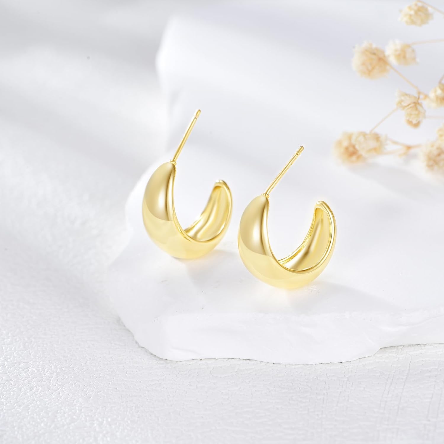 Gold Earrings 14K Gold Hoop Earrings for Women Statement Gold Hoops Jewelry Gifts
