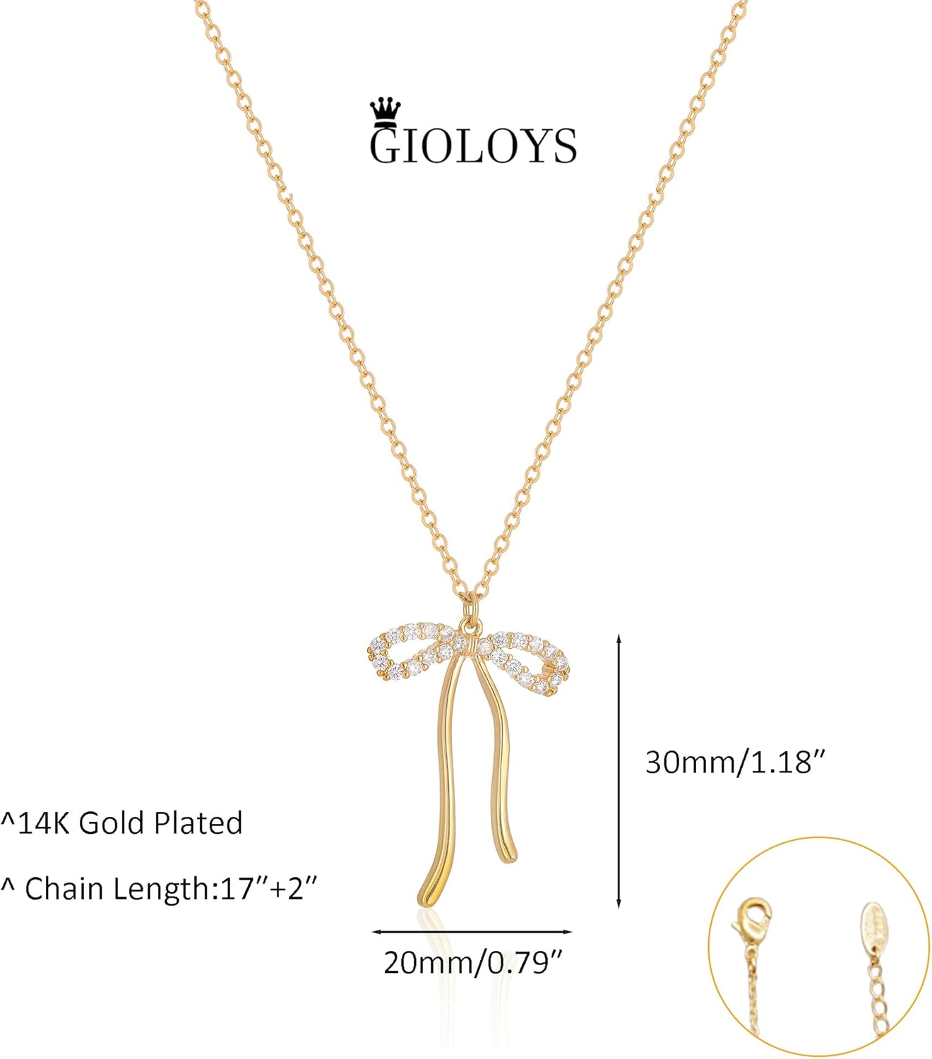 Bow Necklace Gold Necklace for Women, 14K Gold Plated Dainty Bow Pendant Trendy Necklaces for Women Gold Jewelry - Image 6