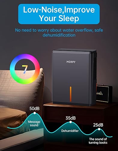 Miniatura 6 de MORFY Deshumidificador, deshumidificador pequeño de 80 onzas para dormitorio, baño, RV, armario, deshumidificadores silenciosos de doble