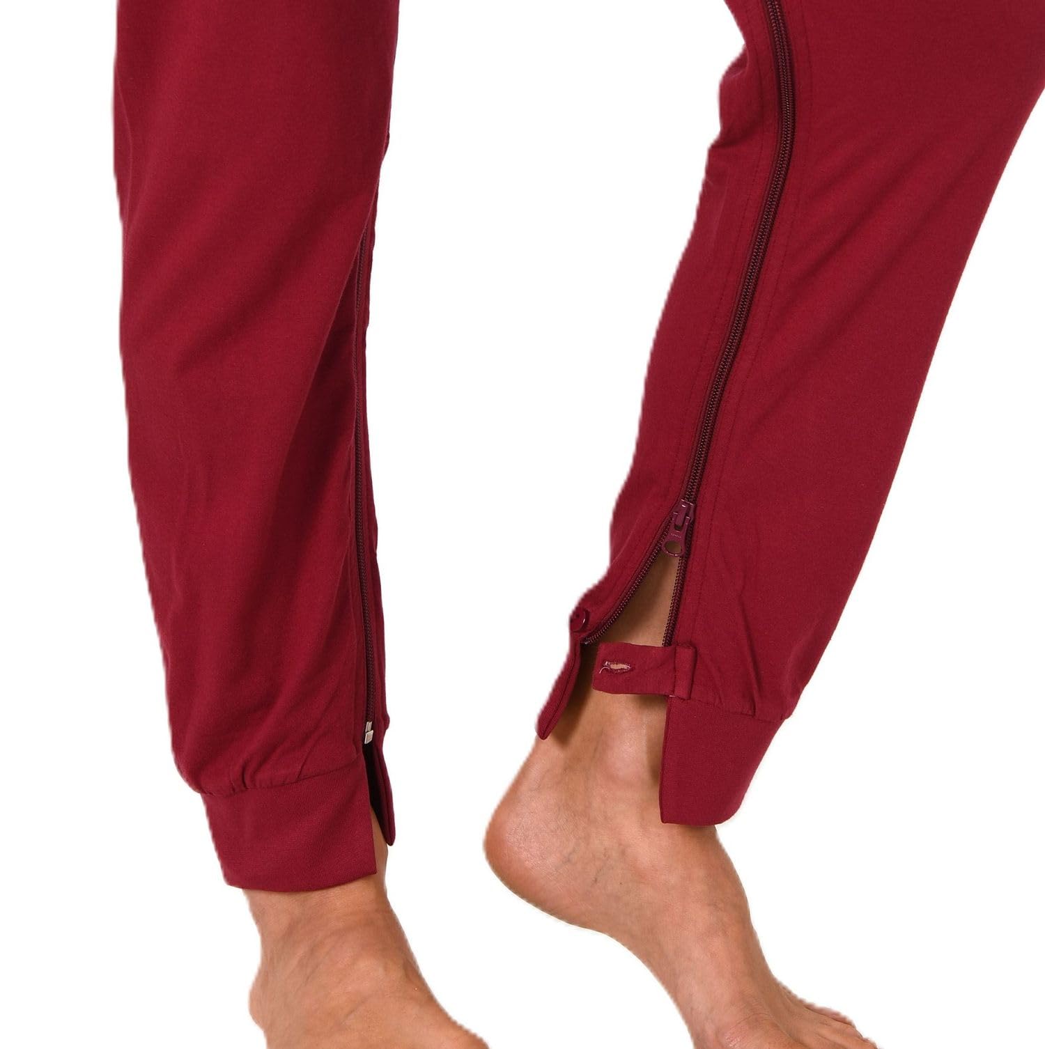 Normann Care Damen Pflegeoverall Kurzarm Schlafanzug mit Langen Bein und Reißverschluss am Bein