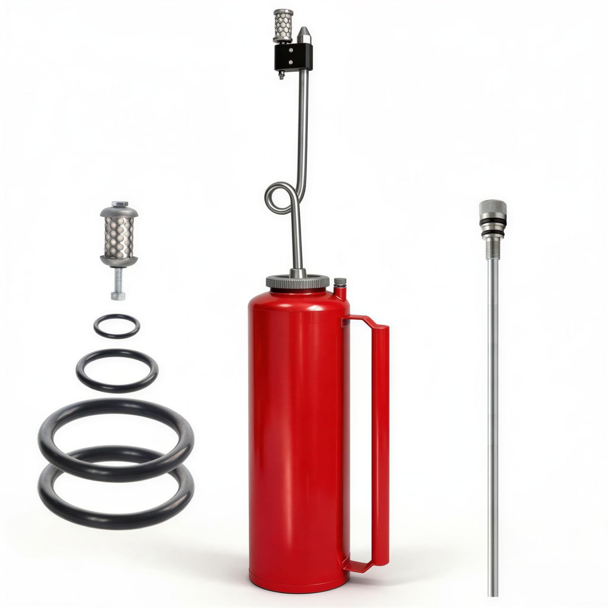 Photo 1 of 5L Double-Bottom Drip Torches for Burning, Drip Torch for Forestry Wildland Fire, Heavy-Duty Wide-Mouth Iron Tank, Easy to Fill, Leak-Resistant Gasket, Replacement Parts Included, Red