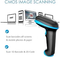 Vista 5 de NADAMOO Escáner de código QR Escáner de código de barras inalámbrico 2D con soporte Soporta escaneo de pantalla CMOS de mano Lector de código