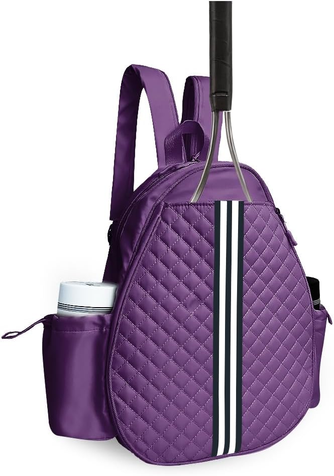 Parachase Tennis Bag for Women and Men, Quilted Tennis Backpack, Water Resistant Sling Crossbody Backpack, Suitable for Pickleball Tennis Badminton