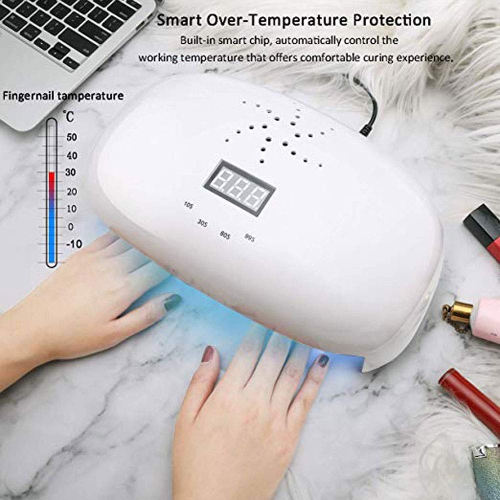 Smalto for Unghie-Smalto for Gel con e asciuga Unghie Asciugacapelli Professionale for Tutti i Gel Adatto a Piedi a Due Mani con sensore Timer
