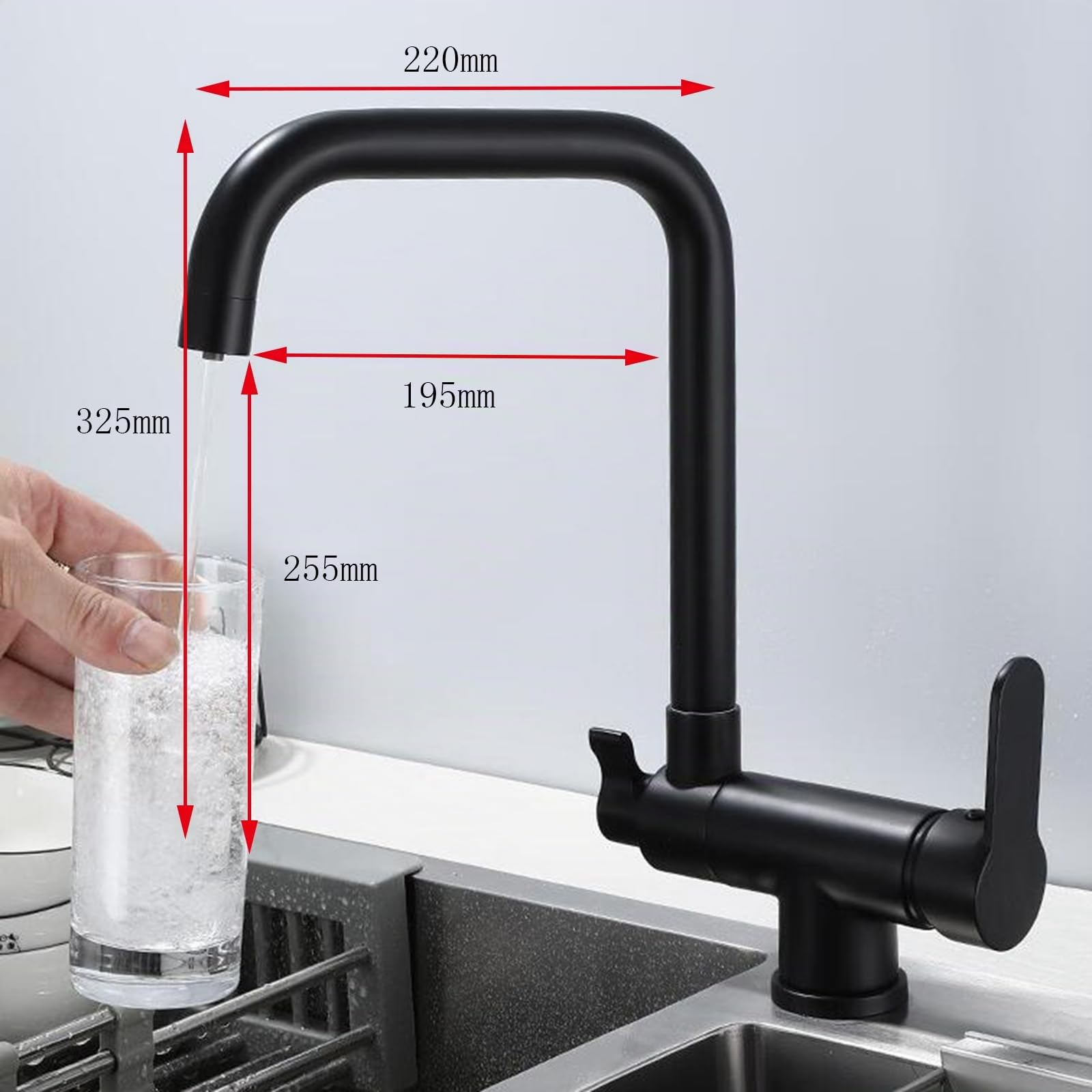 Grifo Cocina 3 Vias Osmosis Abatible, Grifo de Cocina para Ventana Plegable Giratorio de 360° Agua Purificada Agua Fría y Caliente Latón Grifos Fregadero Cocina-Cromo