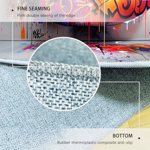 Tapis doux moderne graffiti multicolore 90x120 cm pour salon et entrée