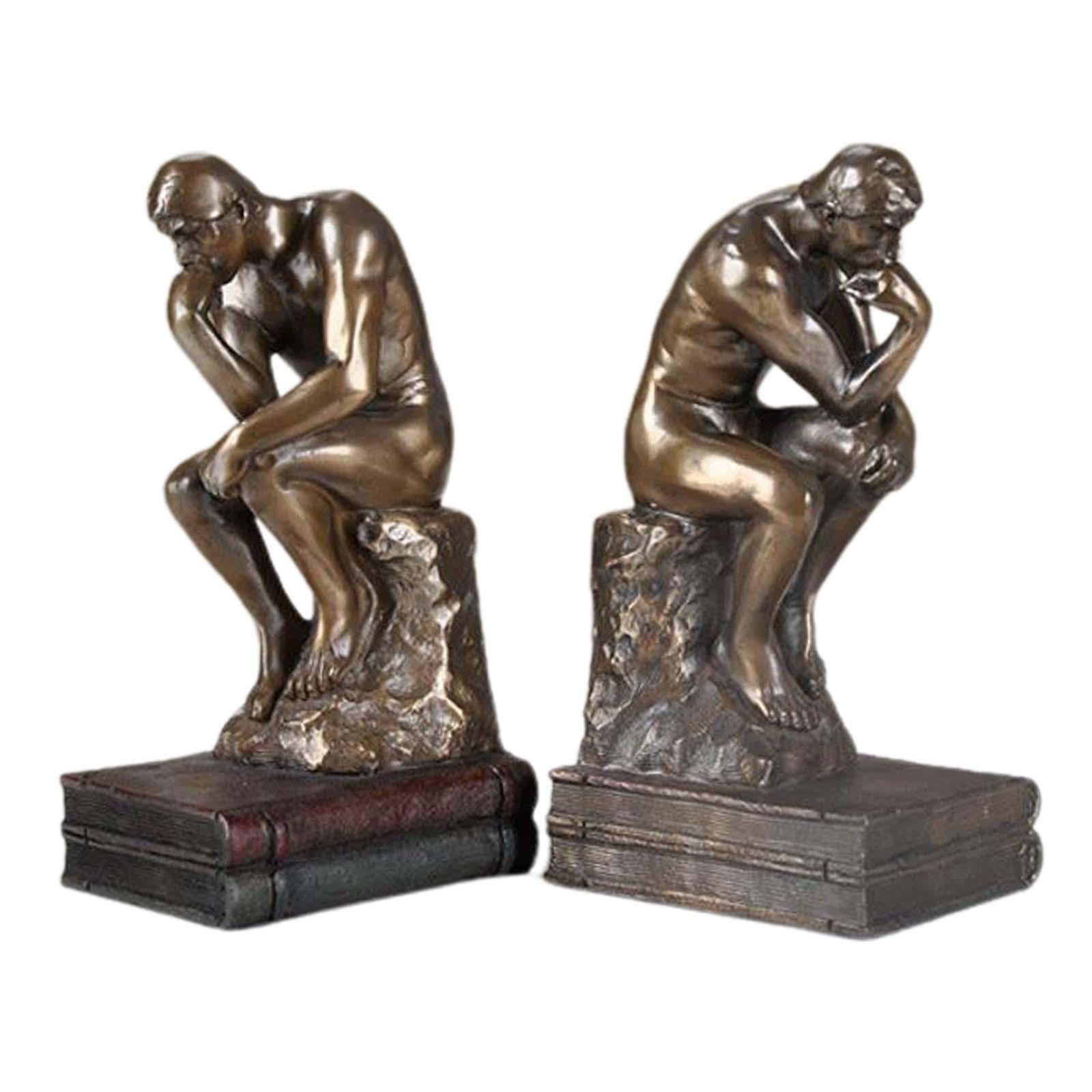 TWISAXC 2pcs/set Heavy Duty Thinker Book Ends for Creative Decor For Home Office Thinker Bookend Sculpture Kee Books Dvd Cd