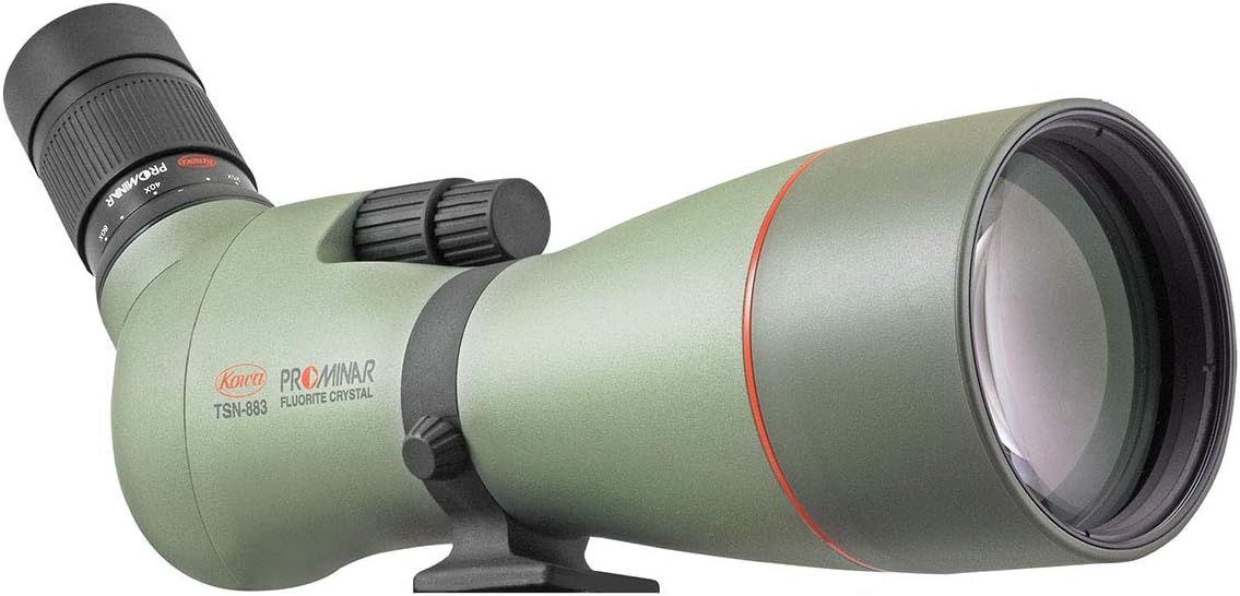 Kowa TSN-883 Prominar Pure Fluorite Spotting Scope Body, Angled with TE-11WZ II Zoom Eyepiece