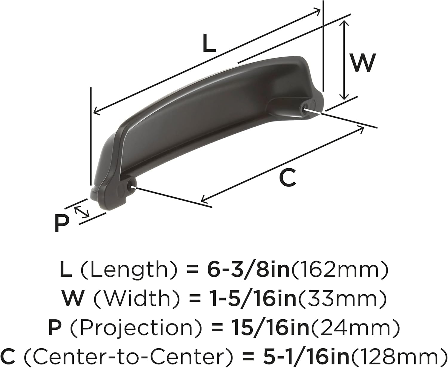 Amerock, Matte Black, 5-1/16 in. Center-to-Center - Image 3