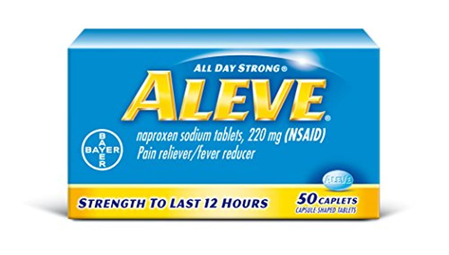 Aleve All Day Strong Pain Reliever And Fever Reducer, 220 mg, 50 caplets (Pack of 1)