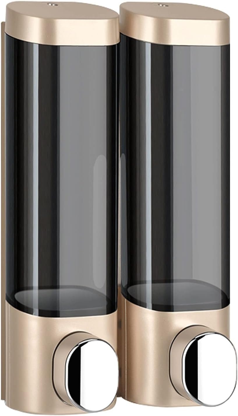 Soap Dispenser 300ML*2 Gel Wall-Mounted Hand Sanitizer Dispenser, Double Compartment Soap Dispenser, Suitable for Bathroom/Hotel (Golden) Liquid soap Dispenser