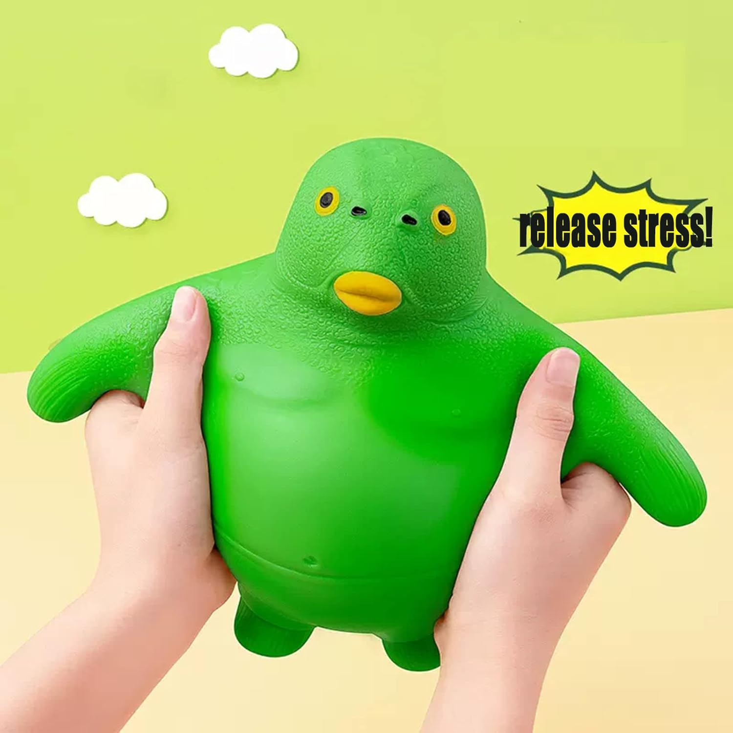 HIPIHOM Green Head Fish Toy, Decompress and Squeeze Stress Toy Figure for Adults, Relief Anti-Anxiety Mini Gadget to Relax (Small)