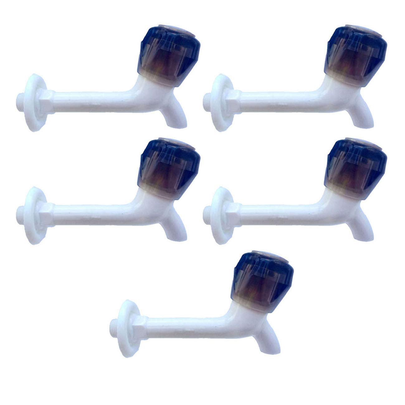 Little Monkey Polyvinyl Chloride Long Body Bib Cock Tap With Ptmt Flange, Black, White (colour