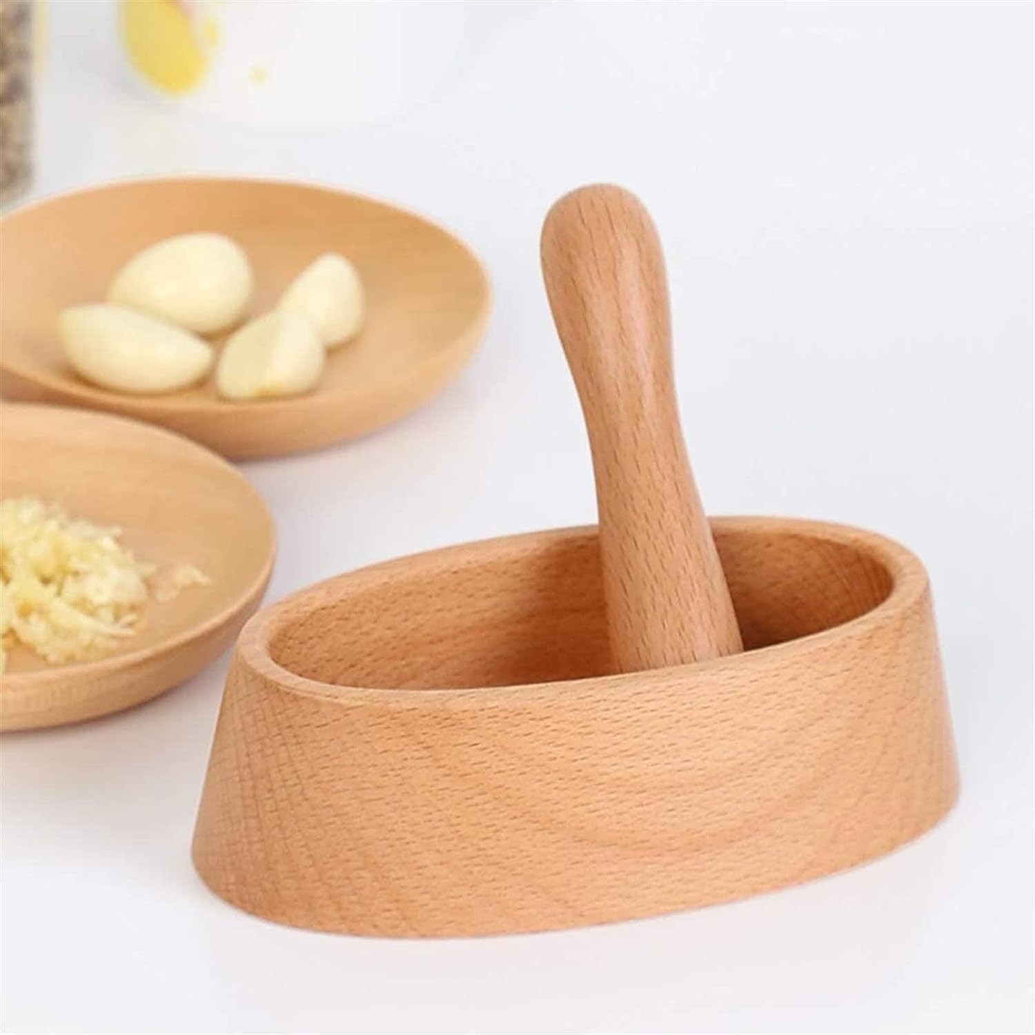 Juego de mortero y Maja, Juego de mortero y Maja de Madera | Molinillo de Pimienta | Mortero triturador de Pastillas | Mortero y Maja for Especias| Tazón y trituradora|