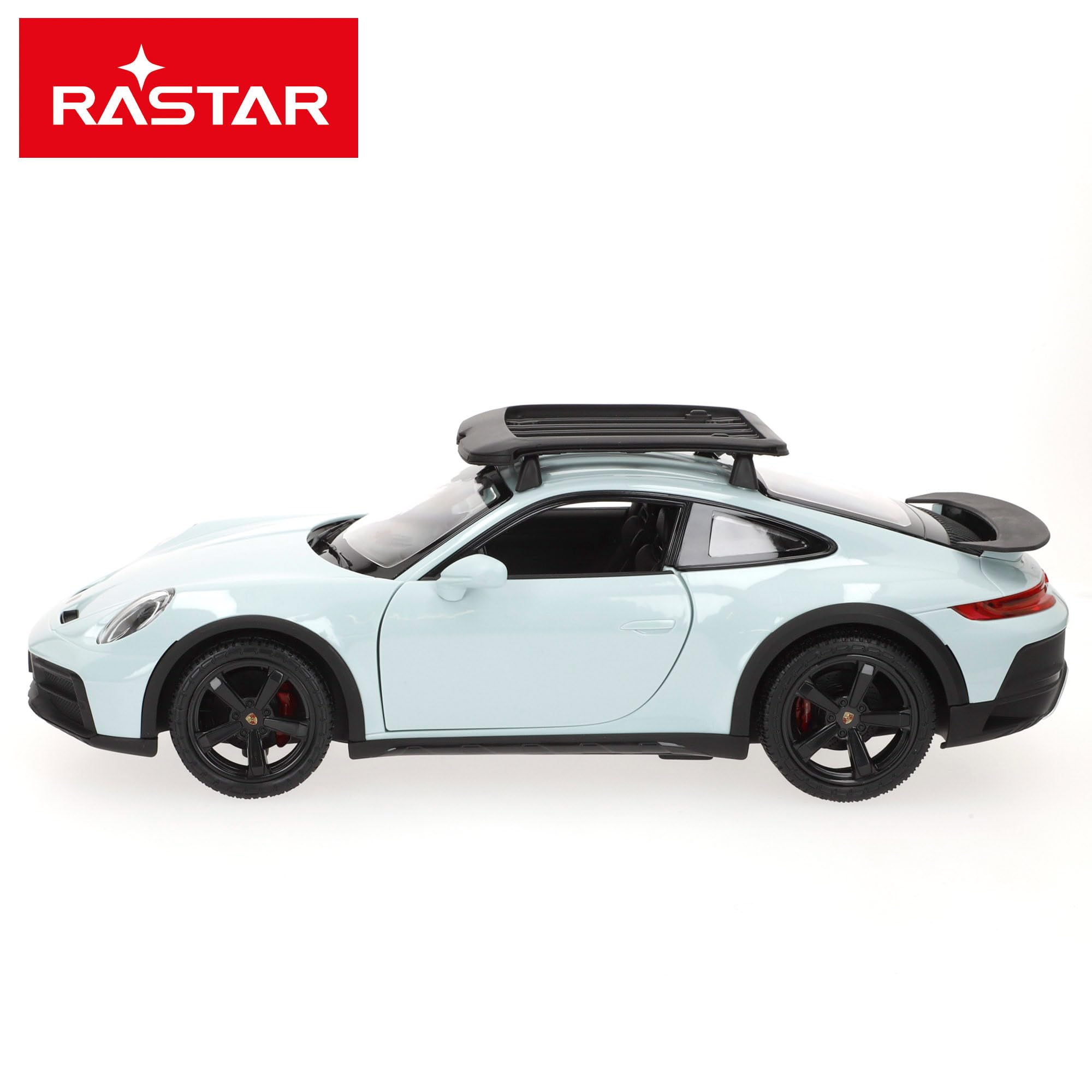 ColorBaby RASTAR Porsche 911 Dakar, samochód zdalnie sterowany, w skali 1:14, ze światłami przednimi, ręcznie otwieranymi drzwiami i bagażnikami, 6 funkcji, oficjalna licencja, od 6 lat (41327)