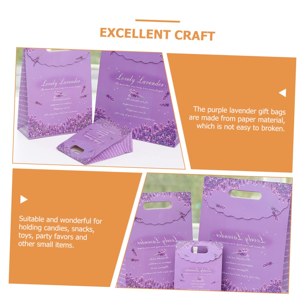 MOKKHNB 10stücke Lila Lavendel Papier Party Favor Taschen Lila Lavendel Party Geschenketüten Für Süßigkeiten Snacks Spielzeug Partygeschenke
