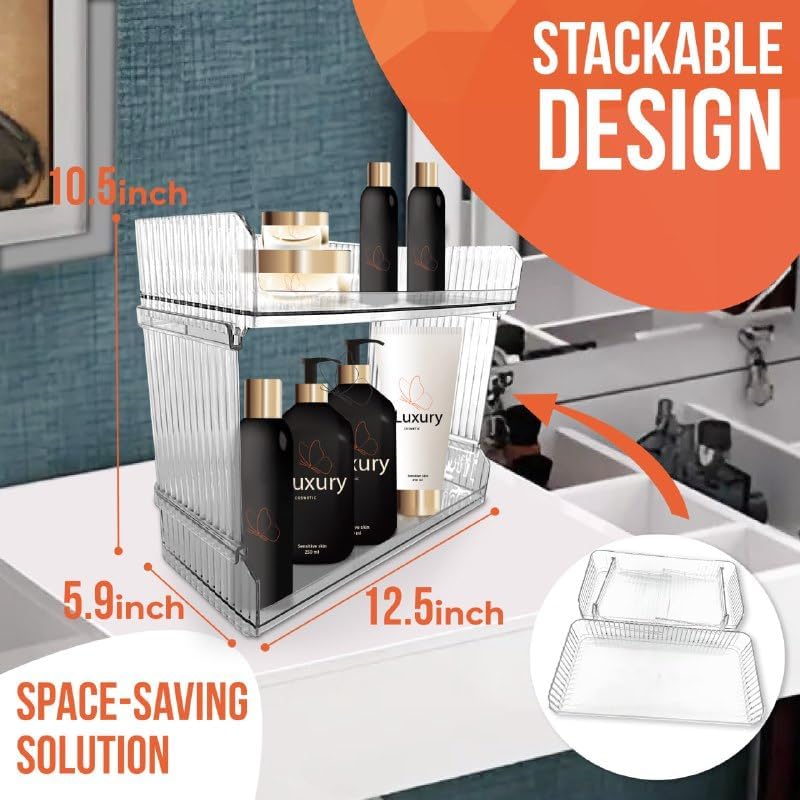 Skywin Stackable Plastic Storage Bins Open Front, 2-Tier - Clear image 4