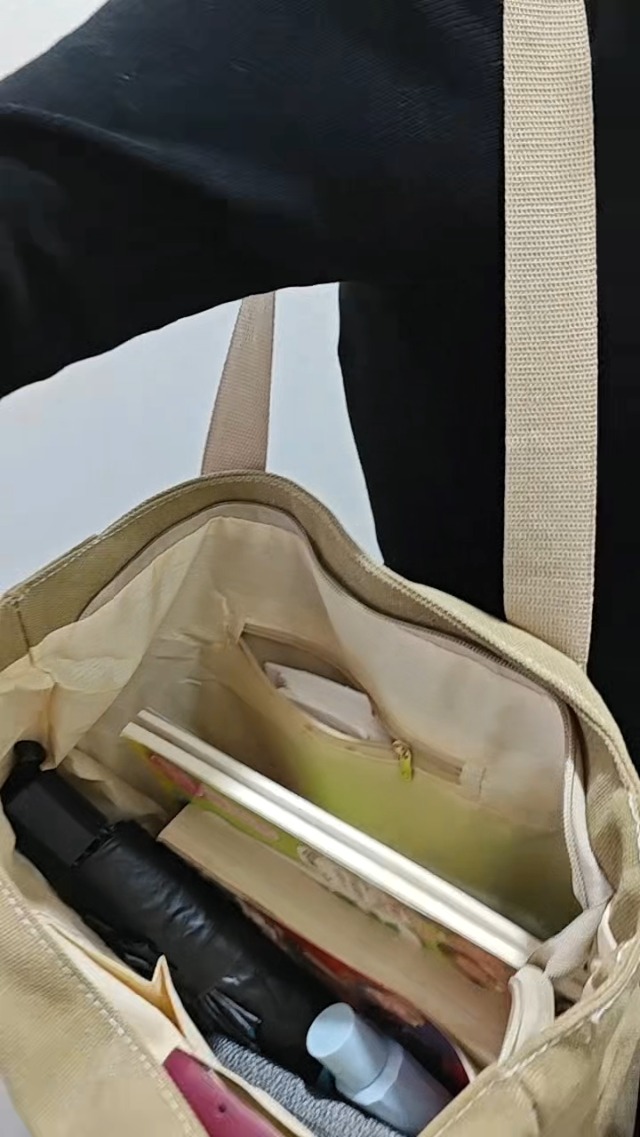 Bolso tote casual para mujer, de lona, con cremallera, para trabajo o uso diario, con asa superior y bandolera miniatura 7