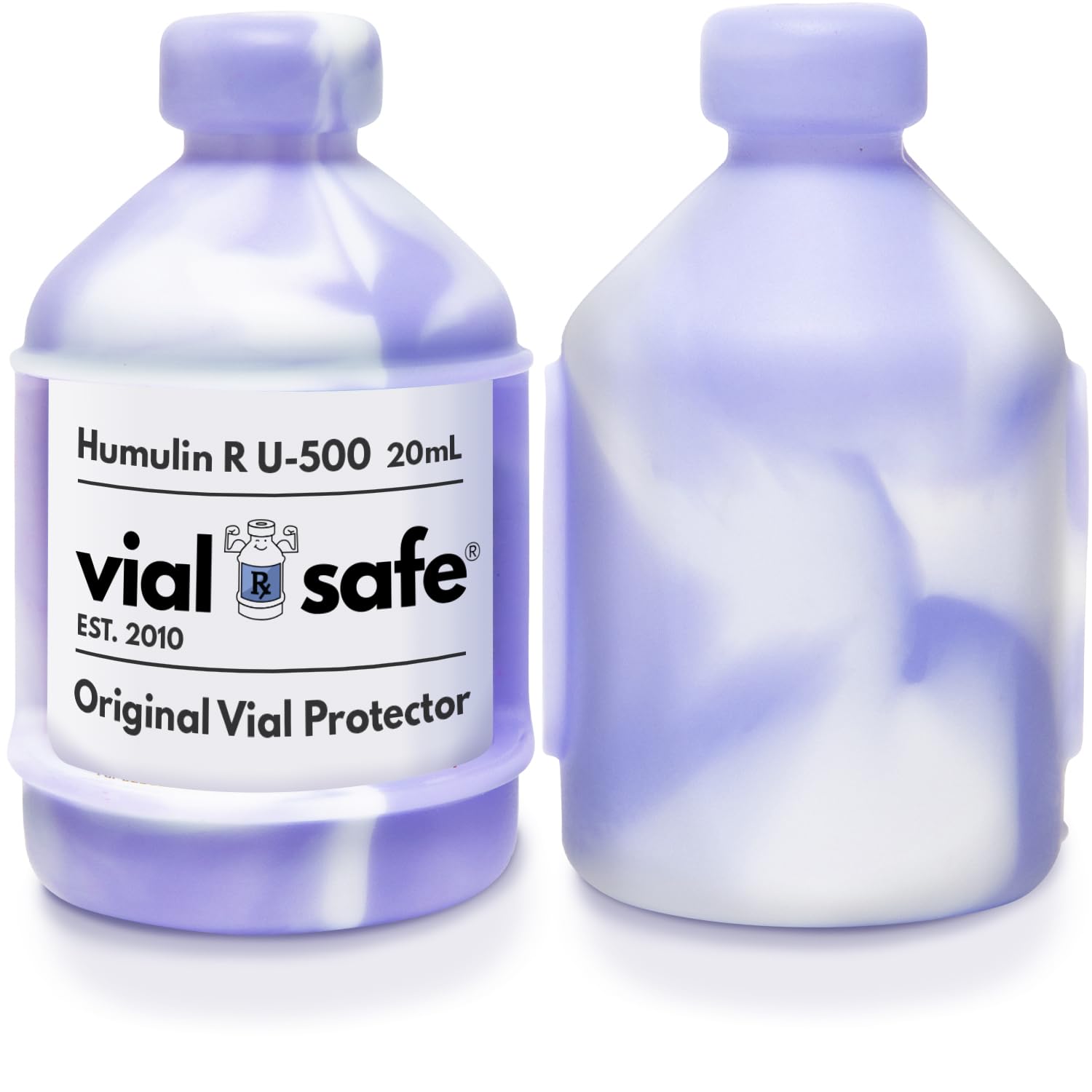 Vial SafeInsulin Vial Protector | Durable Vial Case | Silicone Insulin Vial Protector | Insulin Bottle Protector | Diabetes Care | Fits Humulin R U-500 | 2-Pack, Tie Dye Purple