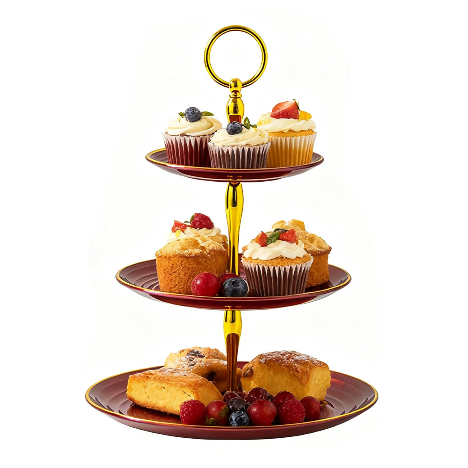 Allbusky 3-Tier Cake Stand Cupcake Holder, Pastry Tiered Serving Tray, Dessert Plates Cakes Fruit Cookie Candy Display Tower Serving Platter for Christmas Wedding Birthday Baby Shower