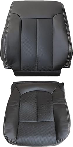 NLQR Fundas de asiento perforadas de repuesto para parte inferior del conductor delantero y superior, de piel de microfibra negra, compatible con