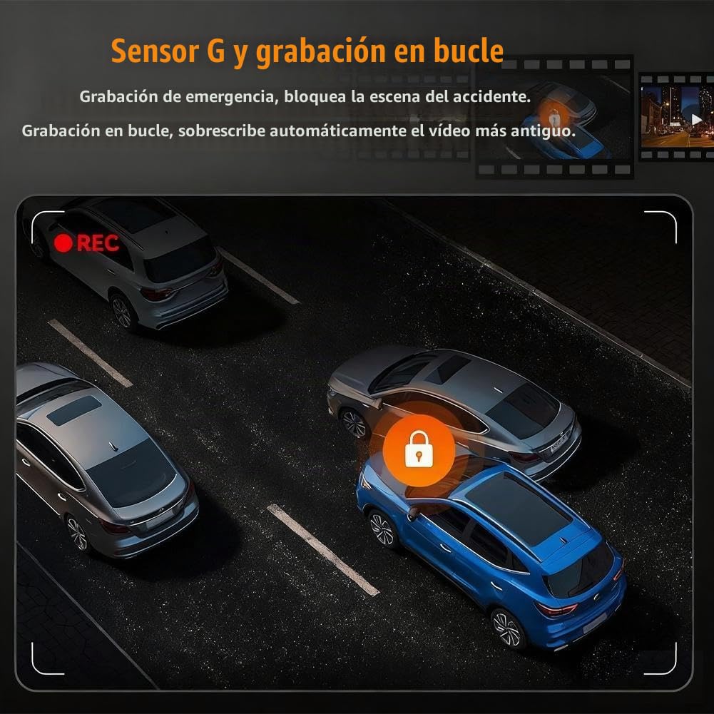 4 Canales Dashcam para Coche 360°,Cámara de Video para Coche,3.16 Pulgadas Dash CAM 1080P con Visión Nocturna IR/Vídeo en Bucle,4K+1080P Camara Coche con WiFi & Tarjeta 32GB (128GB)
