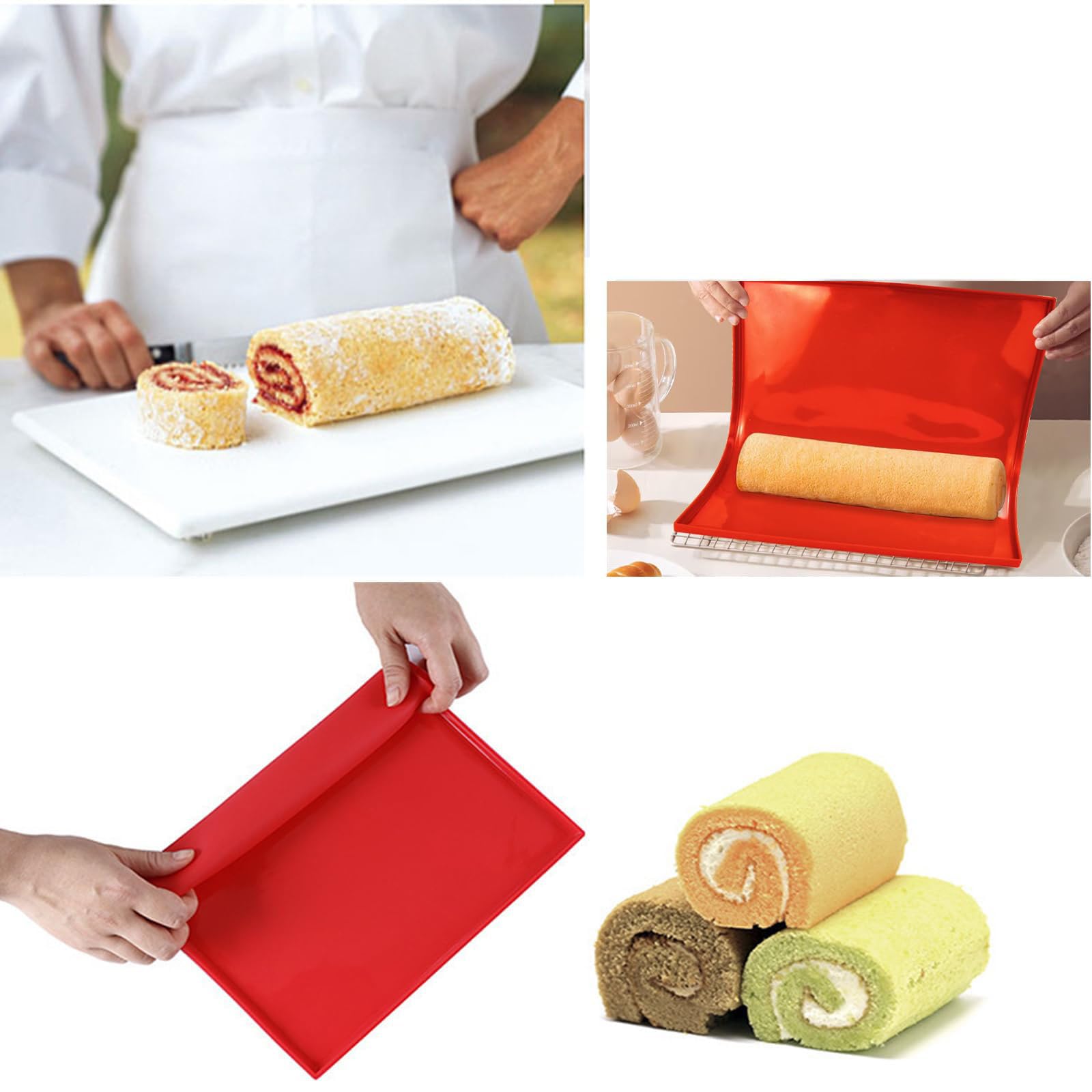 Silicone Baking Tray,2 PCS Non-Stick Silicones Baking Tray Set Flexible Swiss Roll Baking Mat and Cake Roller Pad Large Silicone Cakes Roll Pan for Baking Bread Cookies and Cakes - Image 3