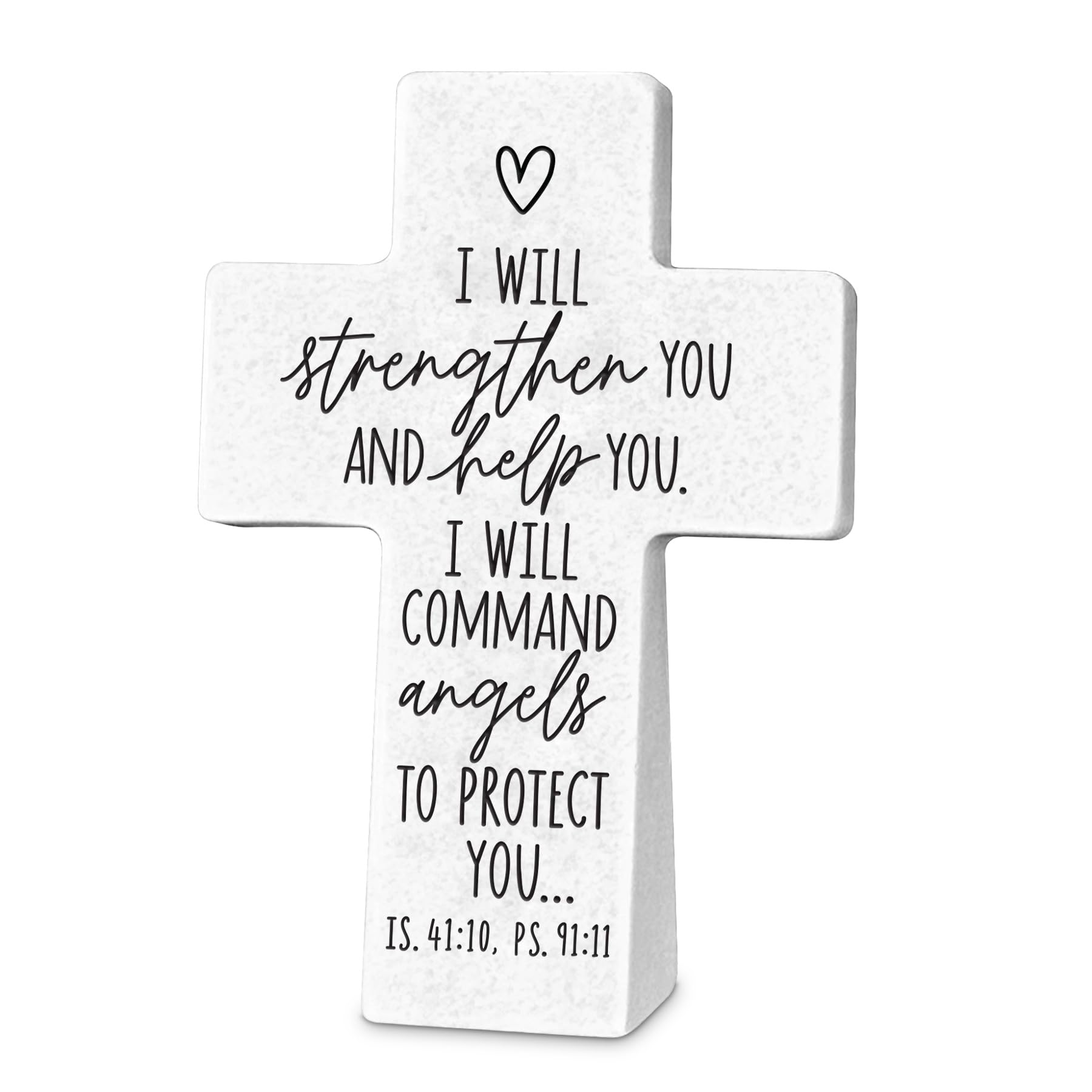 Lighthouse Christian Products Inspirational Tabletop Cross Figurine 3 25 x 5 Inch Resin I Will Strengthen You