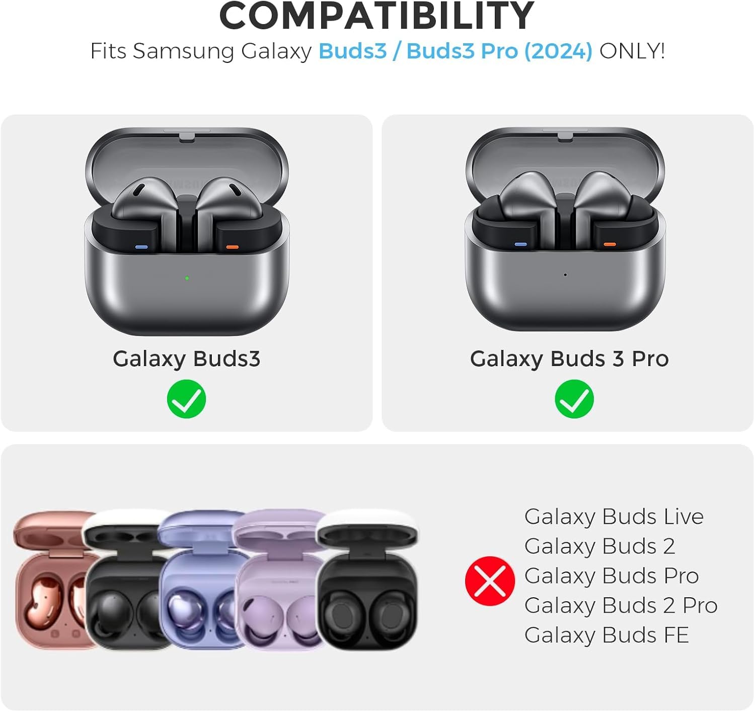 Meyaar Case Compatible with Samsung Galaxy Buds3 Pro/Galaxy Buds 3
