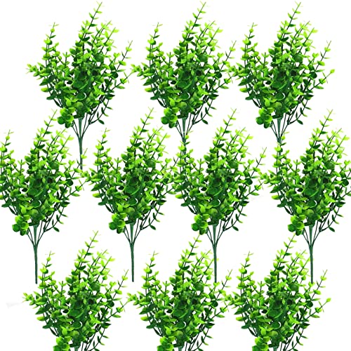 Lot de 10 bouquets de plantes artificielles en plastique résistant aux UV pour intérieur ou extérieur Cover