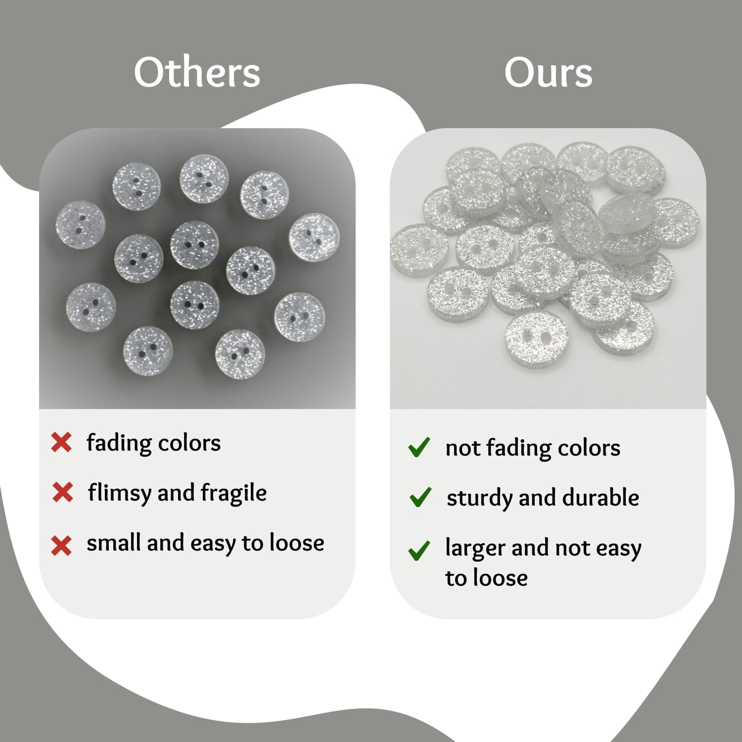 12 Pcs Silver Glitter Buttons for Sewing 0.4 inch Buttons for Shirt 2-Hole 16L Round Plastic Sew on Heavy Duty Bulk Ideal for Dress Shirt Skirt Pants Uniform Craft DIY Project Decor - Image 5