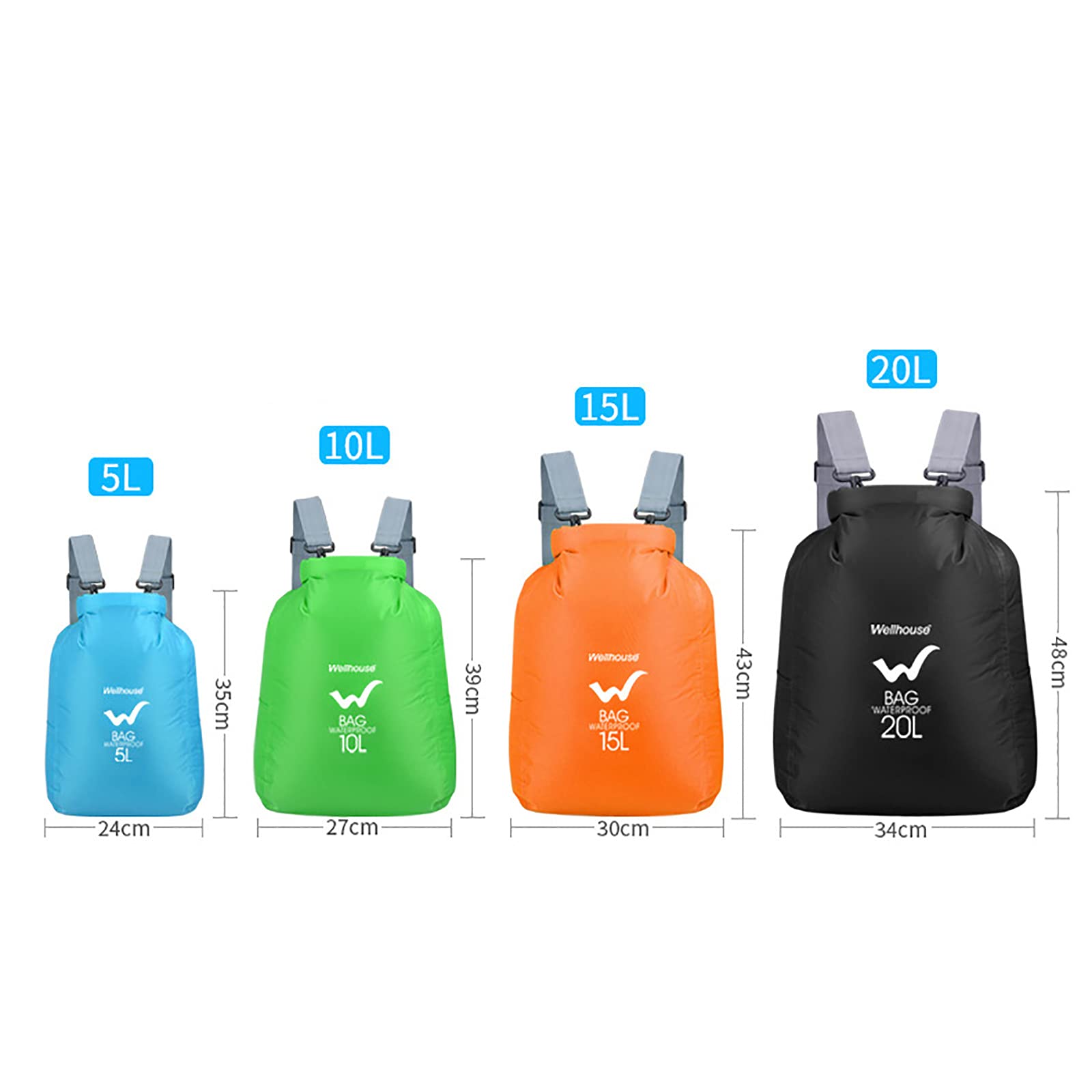 Borsa Impermeabile 5L Con Tracolla - Sacca Stagna Per Telefono, Ideale Per Kayak, Nuoto E Campeggio - Foto 9