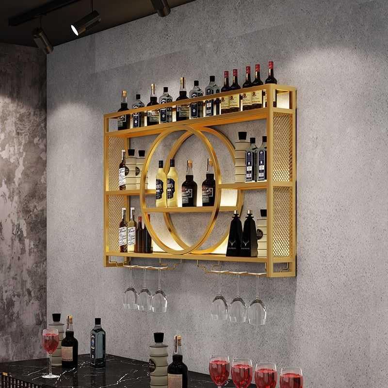 Casier à vin mural en métal moderne avec support pour verres à pied