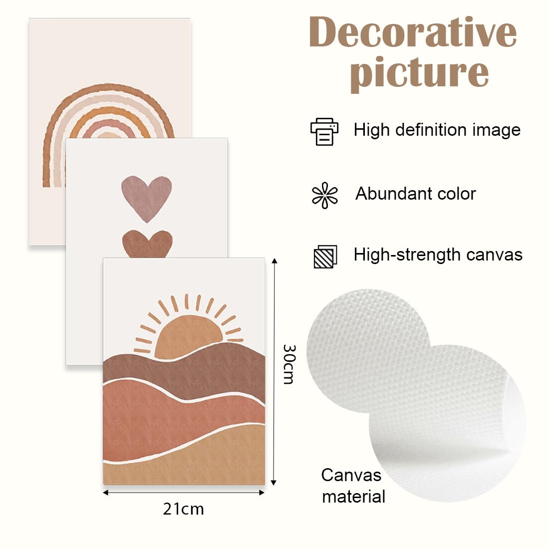 FAVELOT Poster kinderkamer jongens en meisjes A4 - wolken, dieren, kleurrijk beige - afbeeldingen babykamer decoratie - Duitse premium print - set van 3 DIN A4