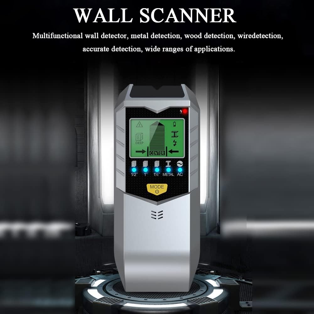 5 en 1 Detector Pared Escáner Pared Metales Detector Pared Madera Detector Pared Tuberias Detector Pared Líneas Eléctricas Detector Pared Espárrago Escáner Pared con Alarma Sonido (Plata)